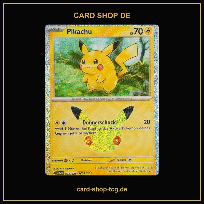 Pikachu · 023/128 · 30th · Pikachu Rare · Deutsch (DE)