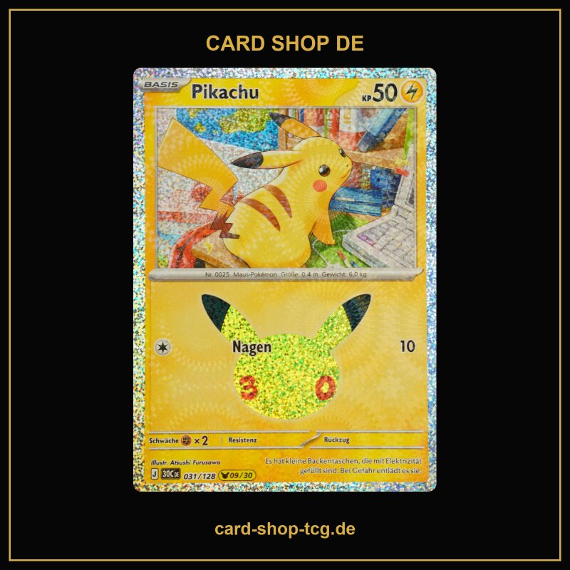 Pikachu · 031/128 · 30th · Pikachu Rare · Deutsch (DE)