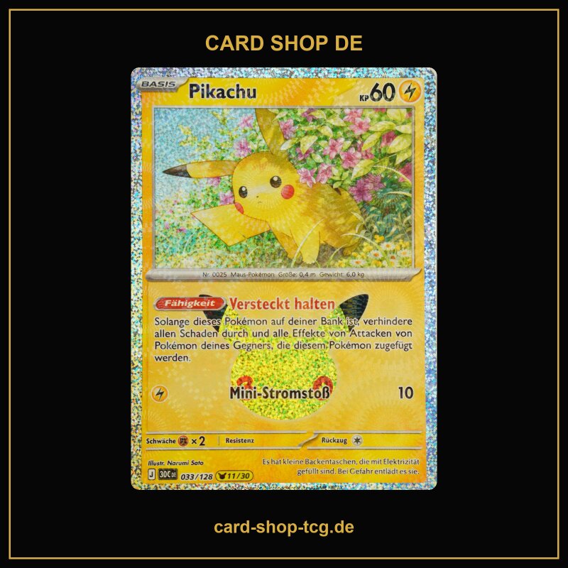 Pikachu · 033/128 · 30th · Pikachu Rare · Deutsch (DE)