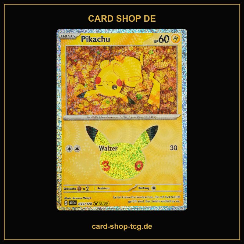 Pikachu · 035/128 · 30th · Pikachu Rare · Deutsch (DE)