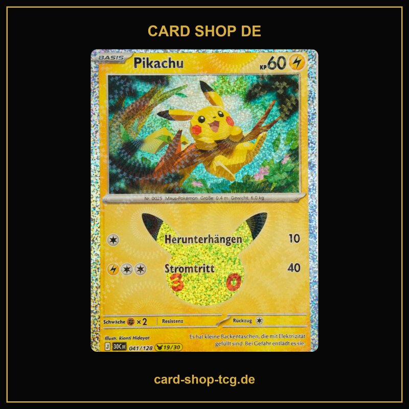Pikachu · 041/128 · 30th · Pikachu Rare · Deutsch (DE)