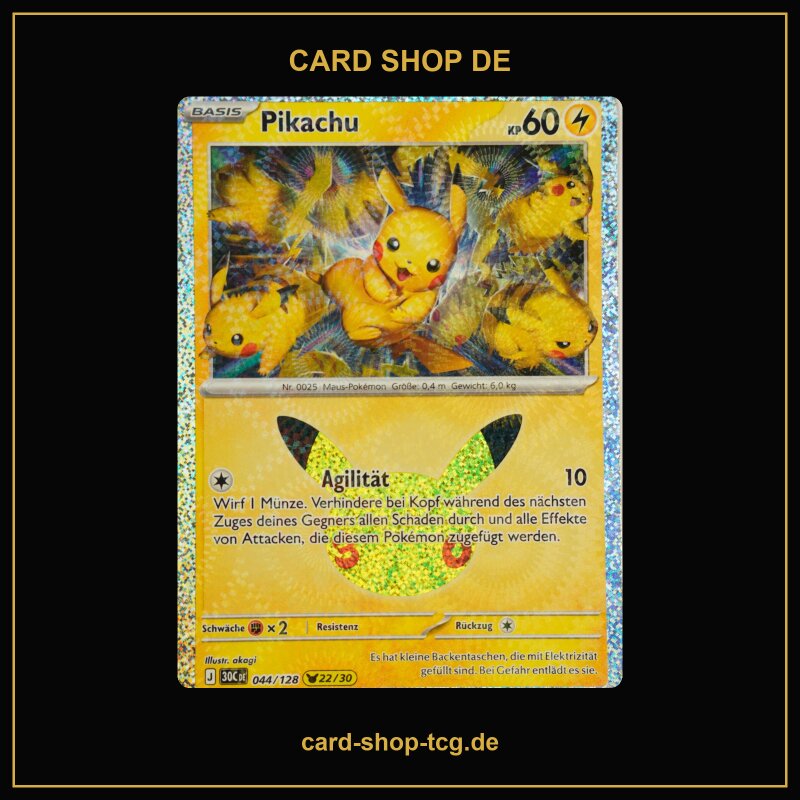 Pikachu · 044/128 · 30th · Pikachu Rare · Deutsch (DE)