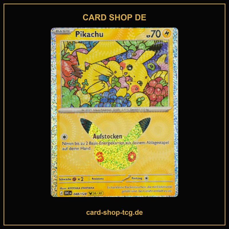 Pikachu · 048/128 · 30th · Pikachu Rare · Deutsch (DE)
