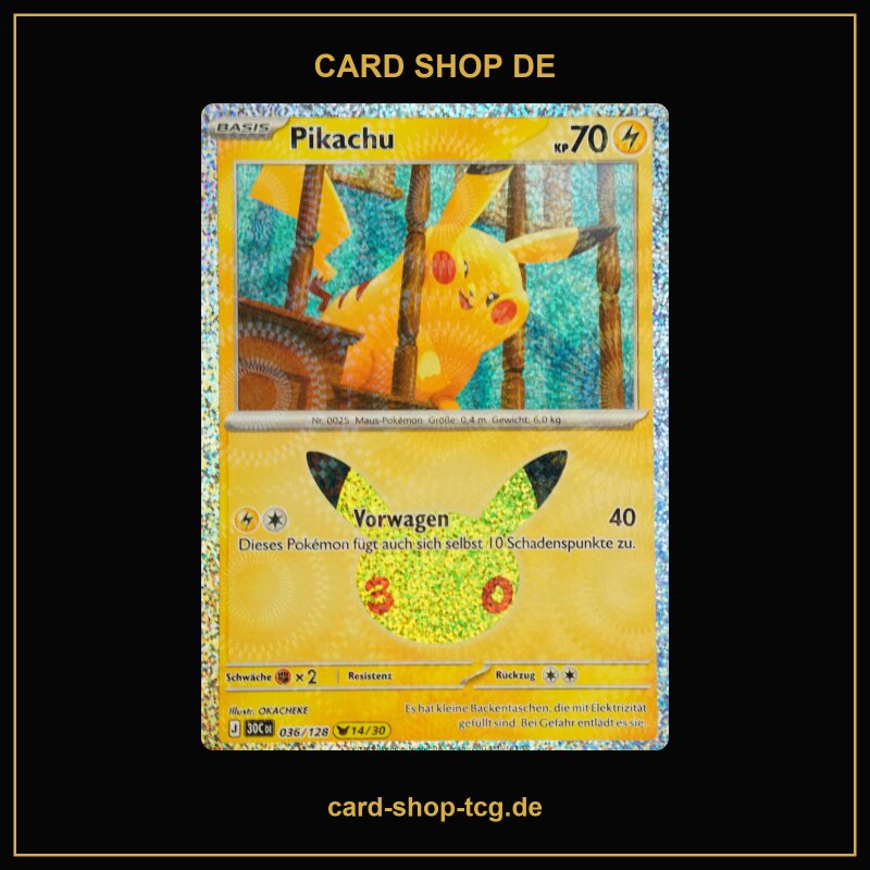 Pikachu · 036/128 · 30C · Pikachu Rare · Holo · Deutsch (DE)