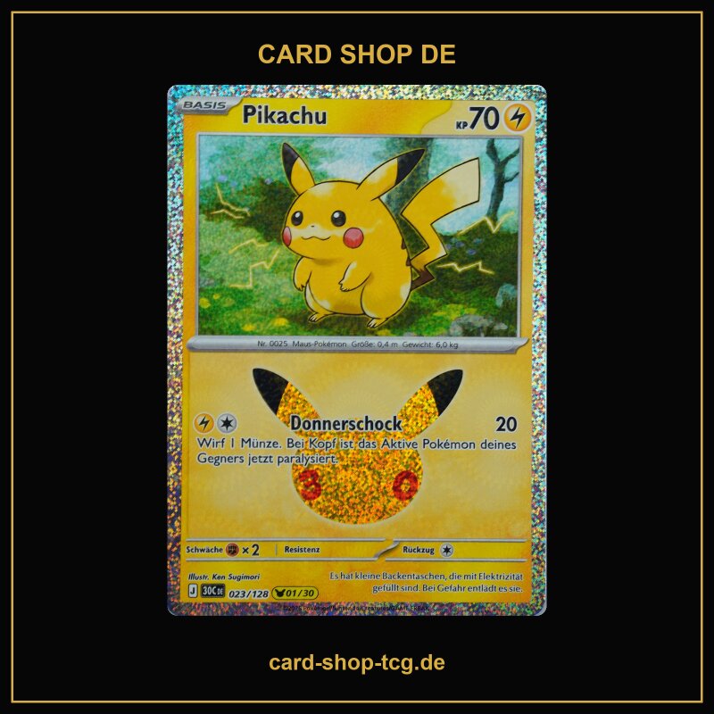 Pikachu 01/30 · 023/128 · 30th · 30-Jahre-Jubiläum · Deutsch (DE)