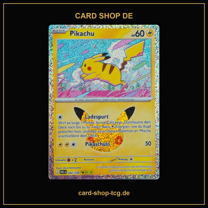 Pikachu · 042/128 · 30TH · 30-Jahre-Jubiläum · Deutsch (DE)