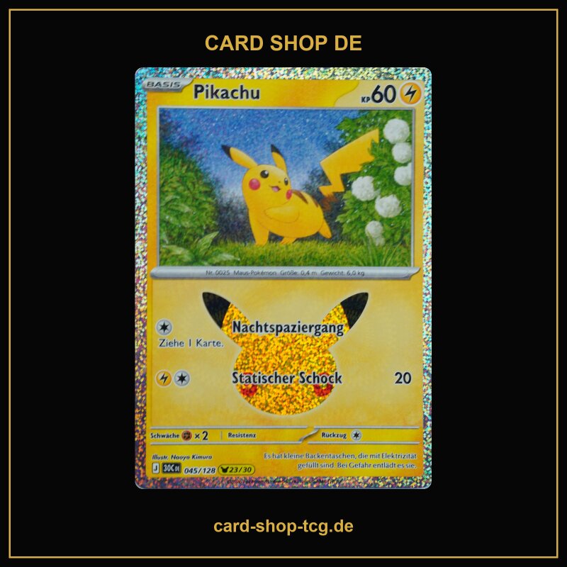 Pikachu 23/30 · 045/128 · 30th · 30-Jahre-Jubiläum · Deutsch (DE)