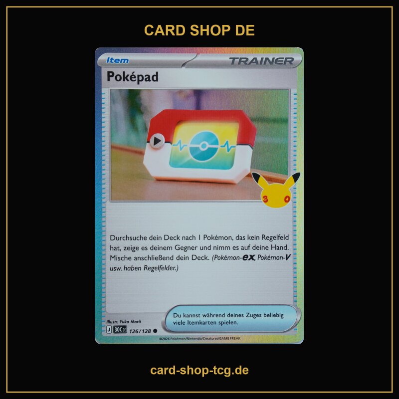 Poképad · 126/128 · 30C · ● · Holo · Deutsch (DE)